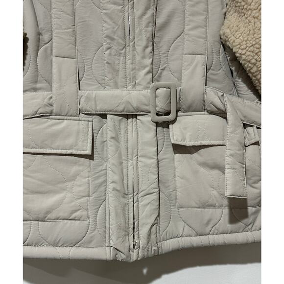Line + Dot Milan Padded Sherpa Jacket Neutral/Cream Medium NWT Urban Outfitters - Picture 6 of 16